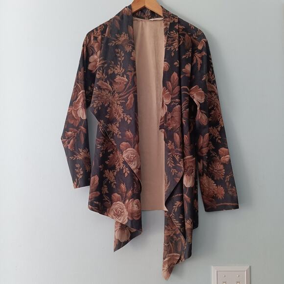 Soft Surroundings Floral Draped Faux Suede Jacket M - Picture 2 of 7